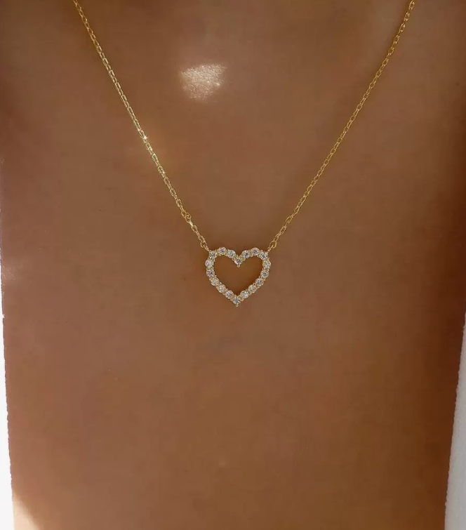 Rhinestone Heart Necklace Gift