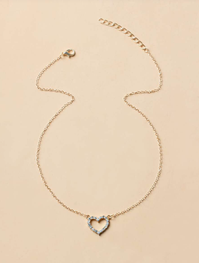 Rhinestone Heart Necklace Gift