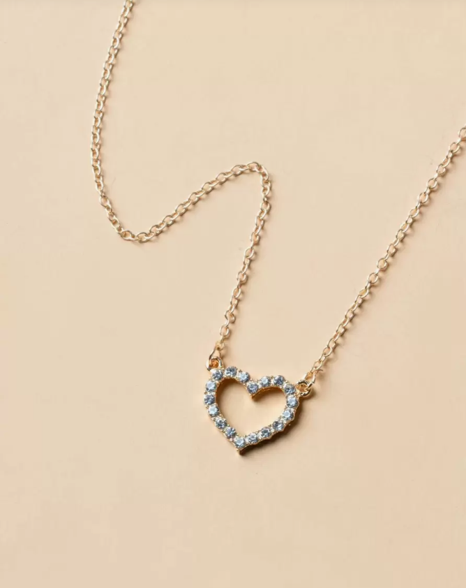 Rhinestone Heart Necklace Gift