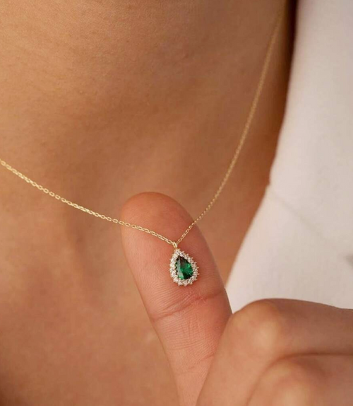 Cubic Zirconia Teardrop Necklace