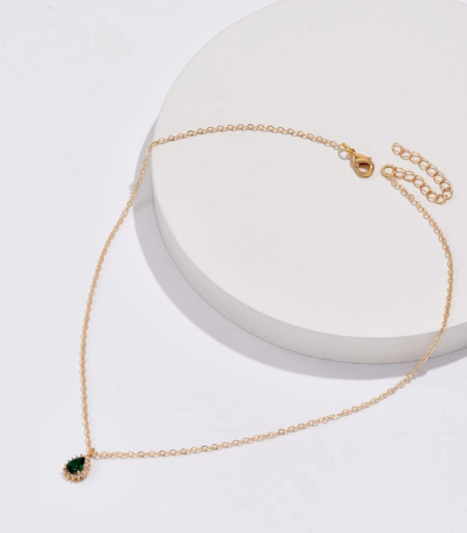 Cubic Zirconia Teardrop Necklace