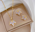 Maple Leaf Cubic Zirconia Jewelry Set