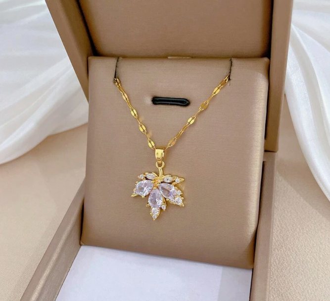 Maple Leaf Cubic Zirconia Jewelry Set