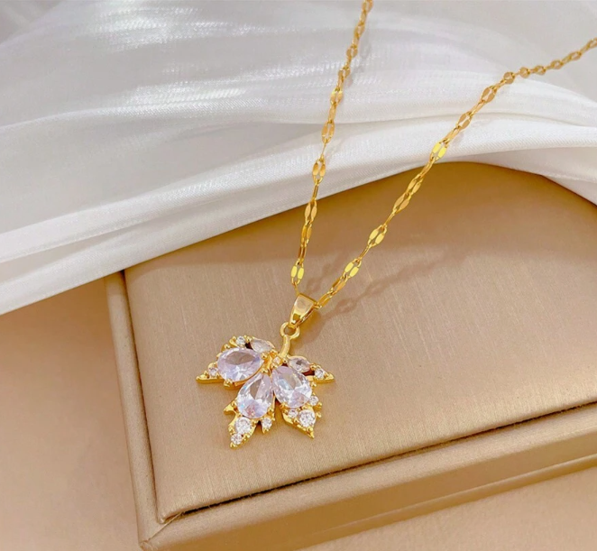 Maple Leaf Cubic Zirconia Jewelry Set