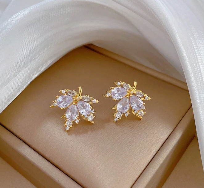 Maple Leaf Cubic Zirconia Jewelry Set