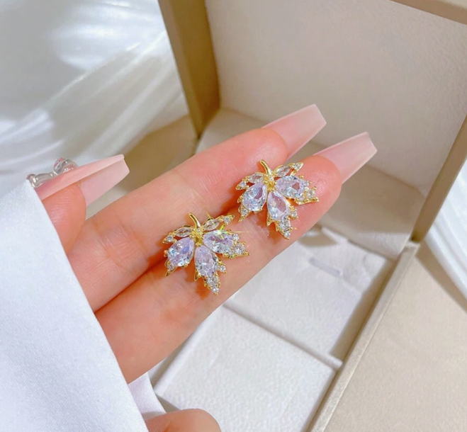 Maple Leaf Cubic Zirconia Jewelry Set