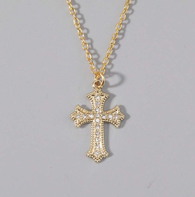 Eliora Rhinestone Cross Pendant Necklace