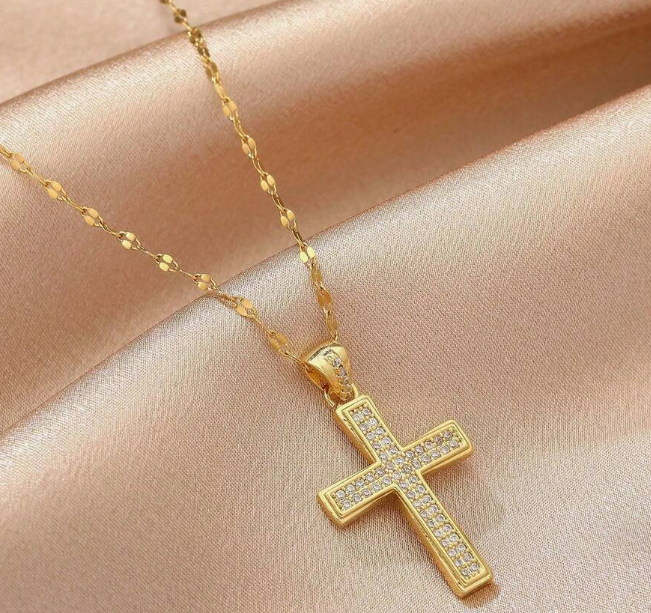 Eliora Gold Cubic Zirconia Cross Necklace